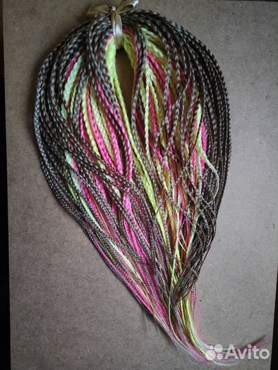 Комплект де кос русый+салатовый+розовый