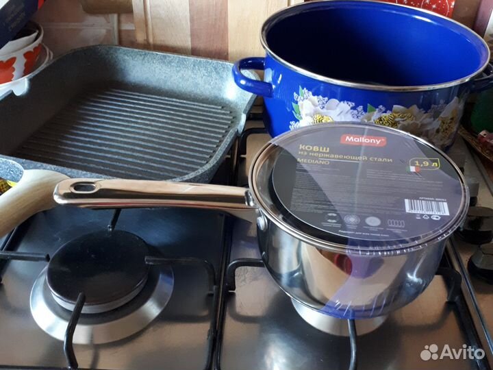 Ковш новый,кастрюля,сковорода гриль