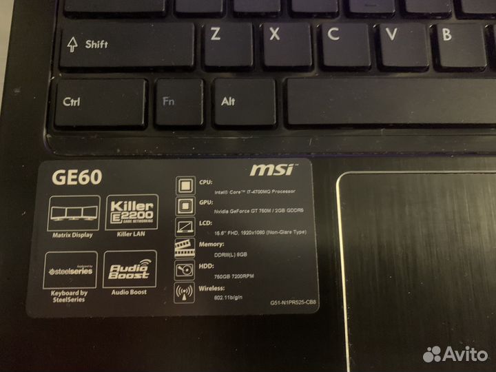 Игровой ноутбук msi GE 60