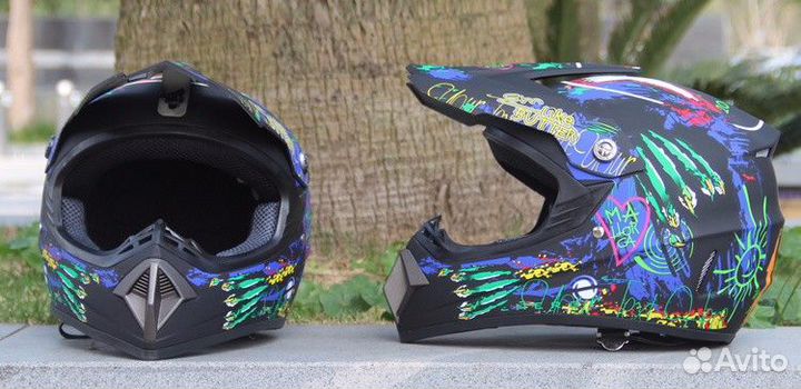 Мото шлем кроссовый AHP 218 DOT (мотошлем), новый