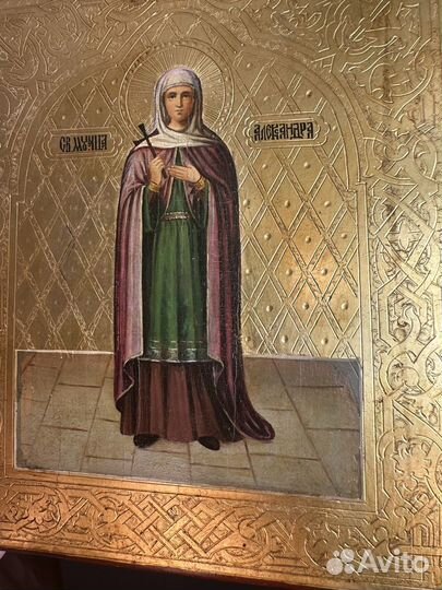 Икона старинная Святая Александра