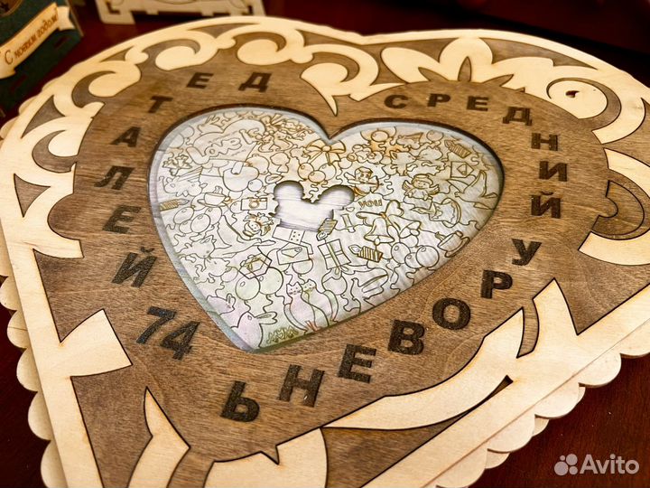 Деревянные пазлы в форме сердца