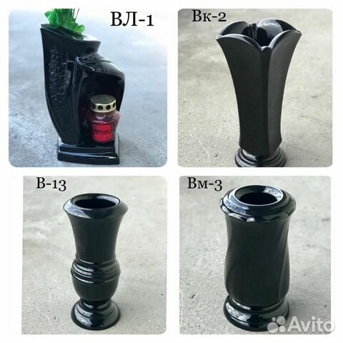 Вазы ритуальные из литьевого камня на кладбище