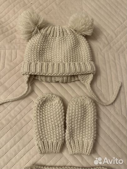 Шапка снуд перчатки zara