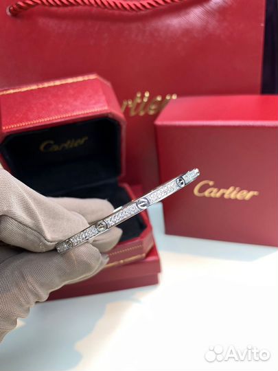 Браслет cartier love тонкий с бриллиантами