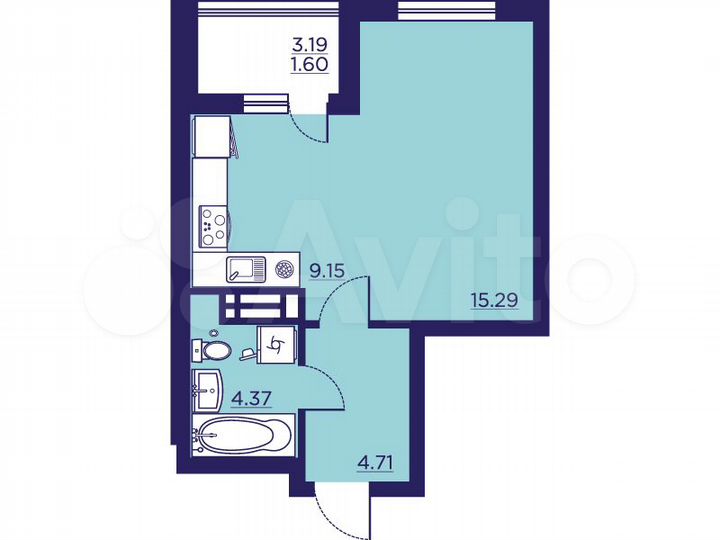 Квартира-студия, 35,1 м², 11/18 эт.