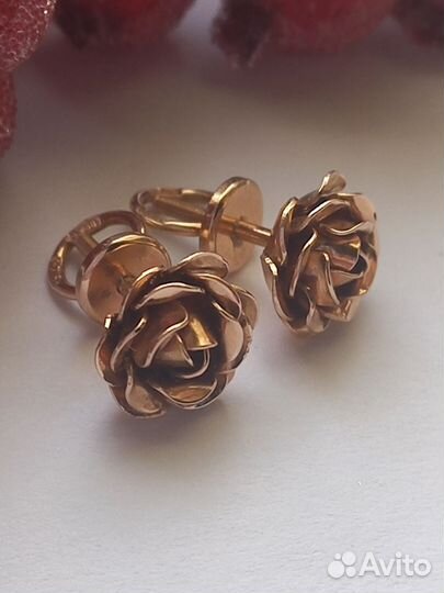 Золотые серьги пусеты 583пр