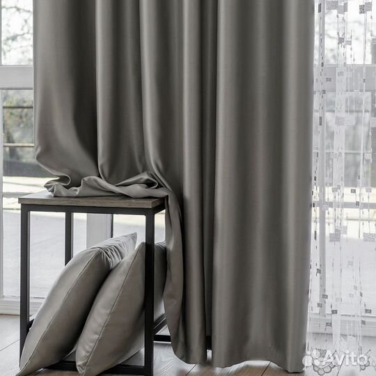 Комплект штор сатен Адора Хром готовые и на заказ