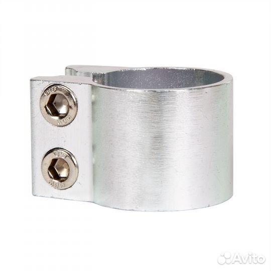 Зажим 33мм для самокатов, 2 болта, серебристый