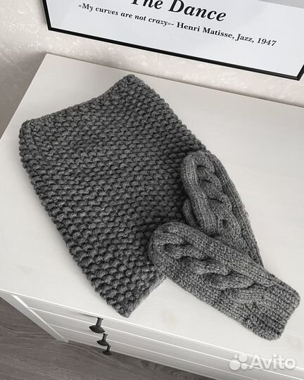 Комплект зимний снуд и варежки