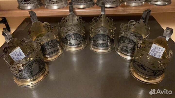 6 подстаканников СССР, серебро