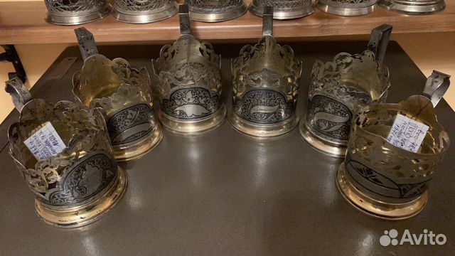 6 подстаканников СССР, серебро