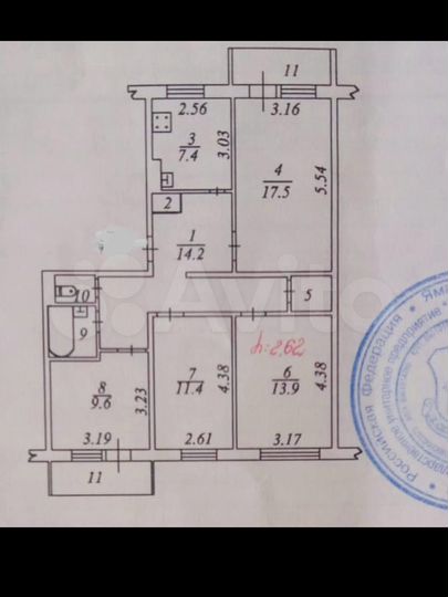 4-к. квартира, 79,8 м², 5/5 эт.