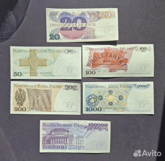 Банкноты Польши. 1980-1990. Пресс Unc