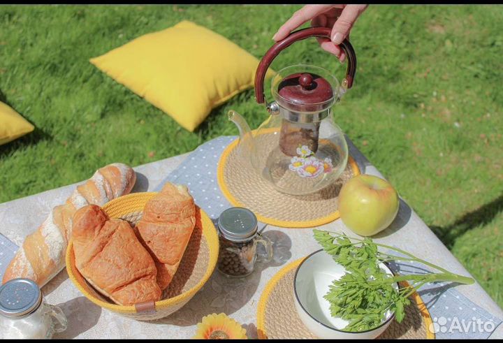 Подставка салфетка из хлопка и джута