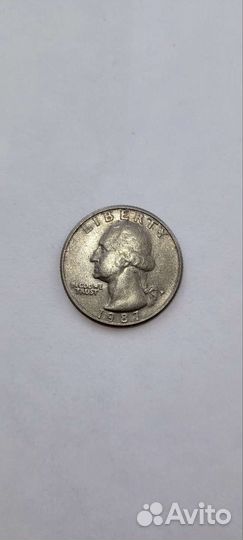 Монета quarter Liberty 1987
