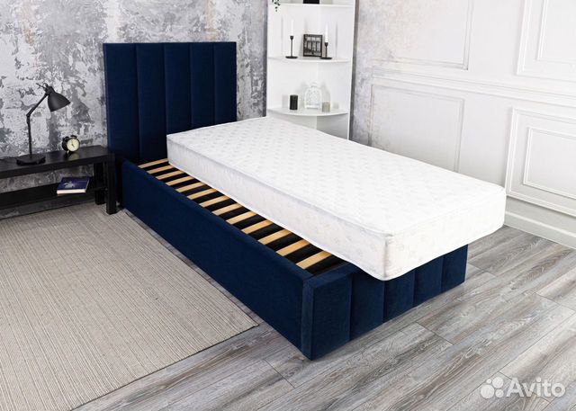 Кровать 90х200 синяя Богема