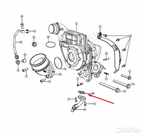 Прокладка турбокомпрессора Jeep WK2 3.0 CRD