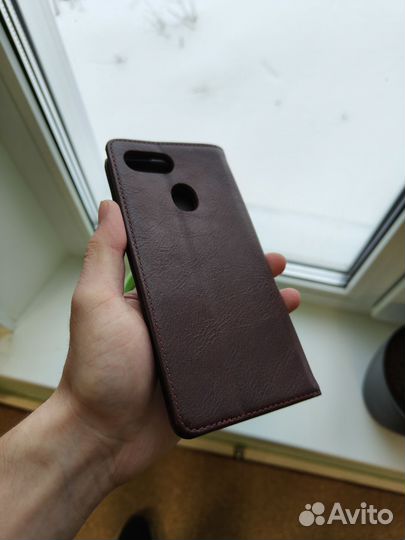 Новый кожаный чехол-книжка на oppo A5S