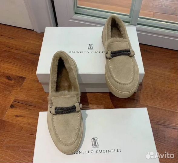 Лоферы с мехом Brunello Cucinelli в наличии 38, 40