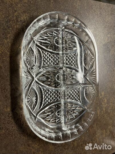 Хрустальная сервировочная тарелка винтаж СССР