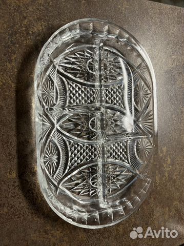 Хрустальная сервировочная тарелка винтаж СССР