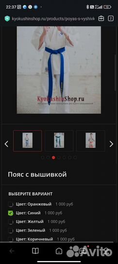 Синий пояс карате Киокушинкай