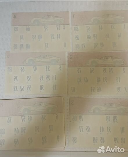 Лото карточки моющиеся клеенка СССР машинки
