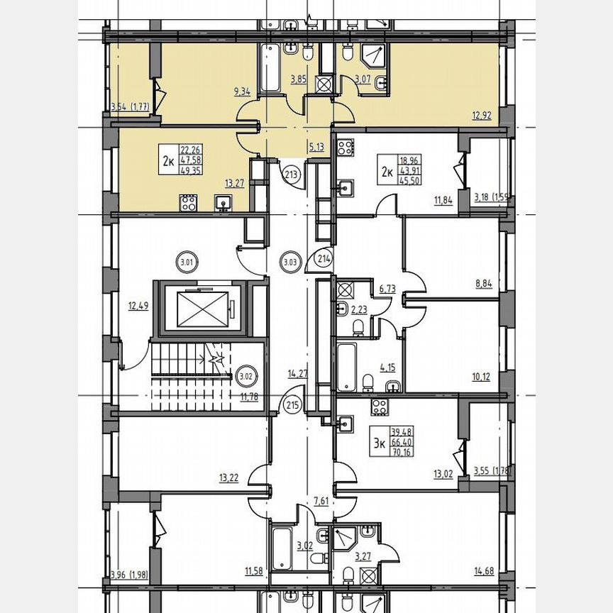 2-к. квартира, 49,4 м², 3/12 эт.