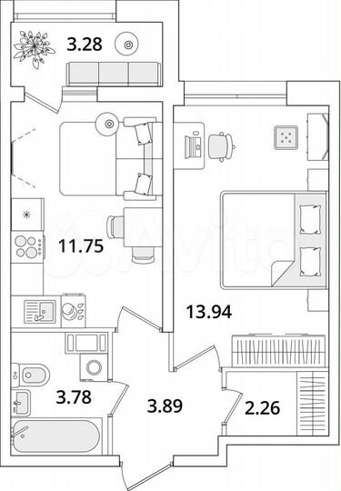 1-к. квартира, 37,3 м², 9/22 эт.