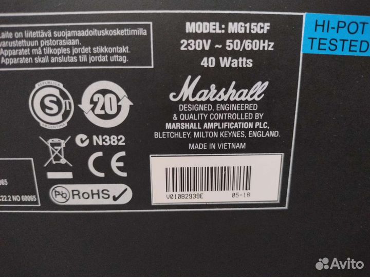 Комбоусилитель marshall mg15cf