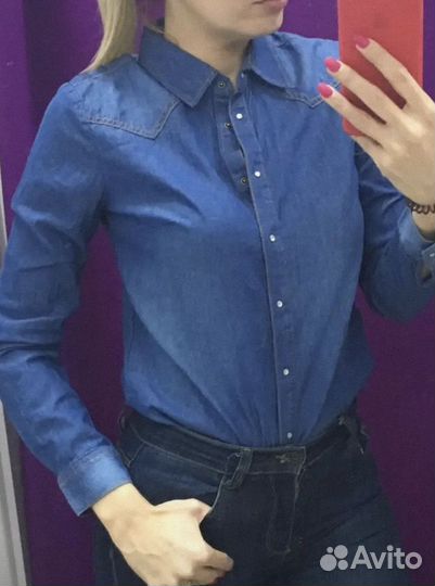Джинсовая рубашка женская, 42 размер