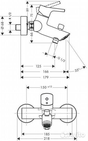 Смеситель для ванны Hansgrohe Talis S 72400000