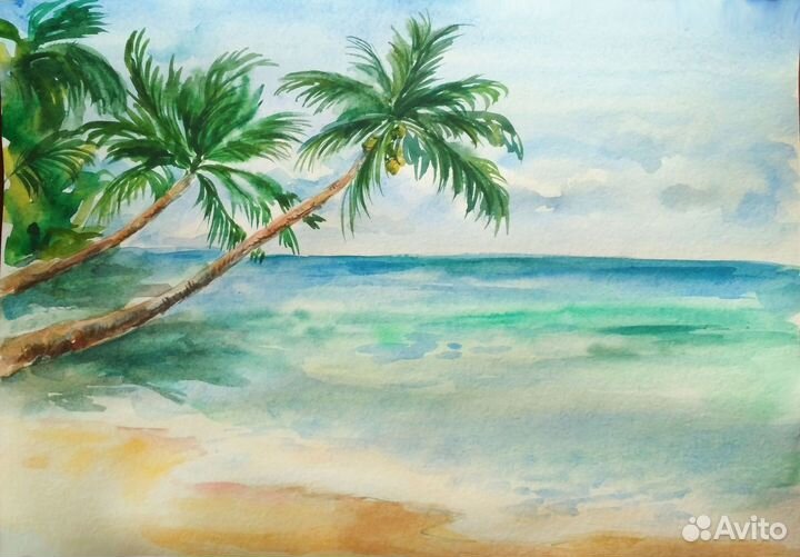 Картина морской пейзаж акварелью