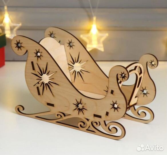 Ящик коробка Сани новогодние