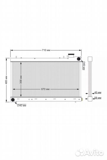 Радиатор Subaru Forester SG5 turbo 40mm AT с горло