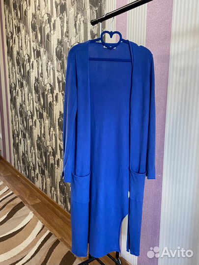 Кардиган женский длинный голубой