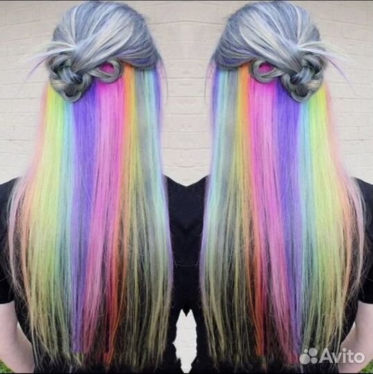 Наращивание цветных прядей