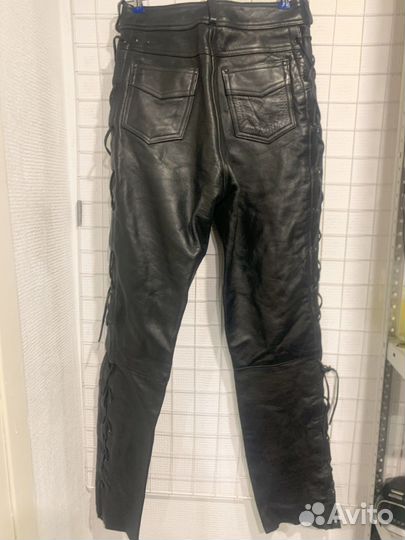 Брюки кожаные со шнуровкой