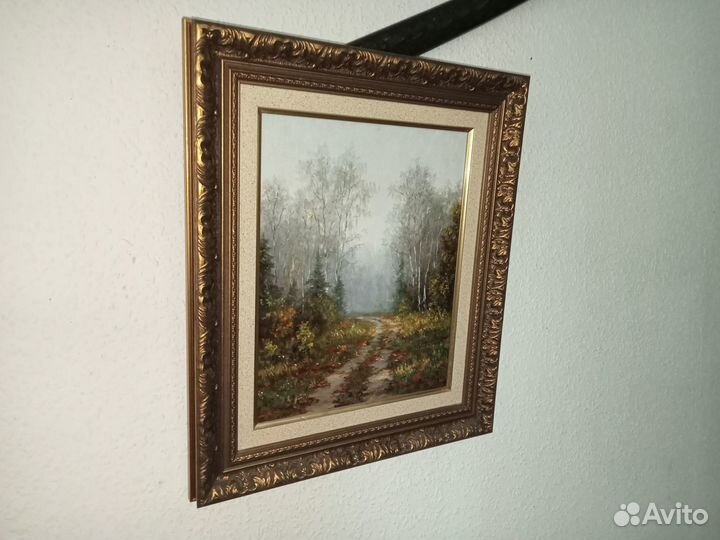 Картина маслом на холсте “ Аллея в лесу ”