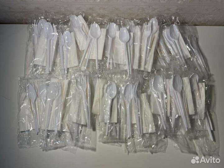 Одноразовый набор ложка вилка нож зубочистка 57 шт