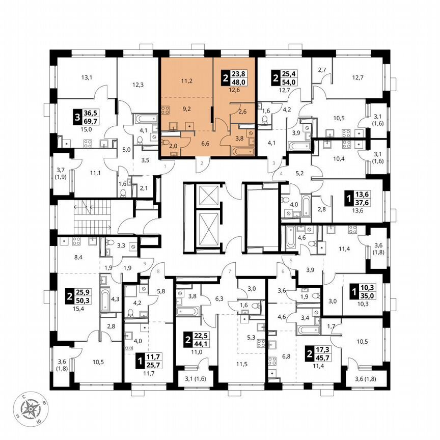 2-к. квартира, 48 м², 8/21 эт.