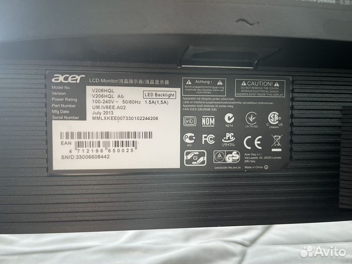 Монитор Acer V206HQL