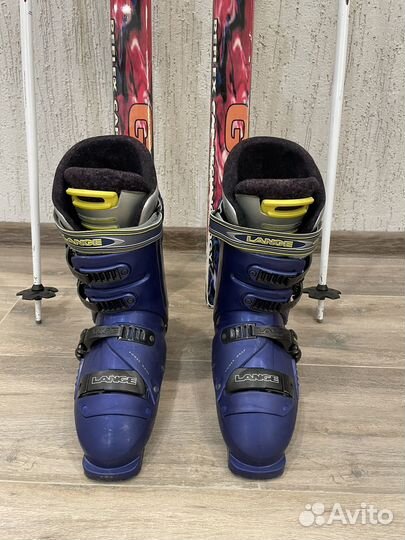 Горные лыжи elan, Ботинки lange, палки, чехол