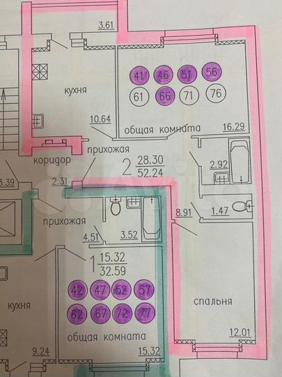 2-к. квартира, 52,7 м², 5/9 эт.