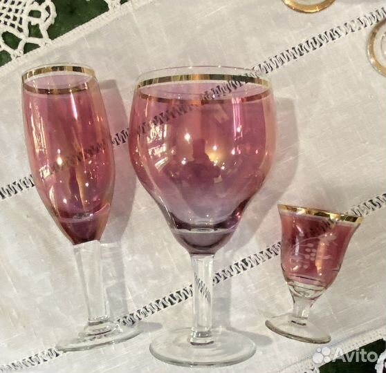 Фужеры СССР цветное стекло шампаньки бокалы