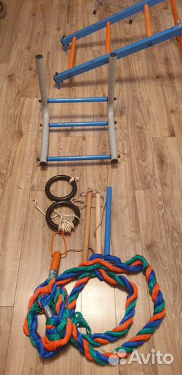 Шведская стенка + брусья + канат + кольца