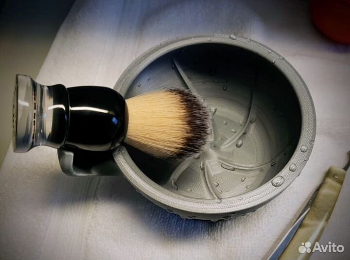 Чаша для пены для бритья с подставкой для щетки