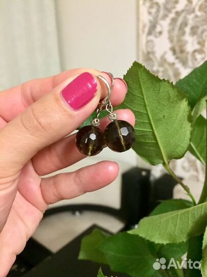 Серьги с раухтопазом