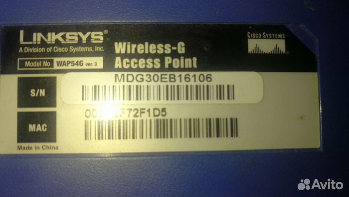 WiFi точка Linksys (Cisco) Wireless-G WAP54G v3